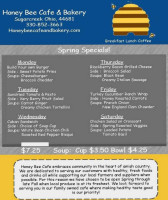 Honey Bee Cafe menu