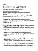 Blueberry Hill Market Cafe menu