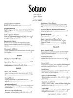 Sotano Food Wine menu