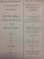 Domaine De Pradines menu