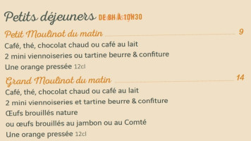 Monsieur Moulinot menu