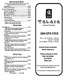 Tawara menu
