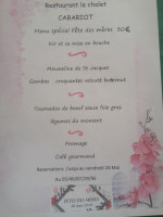 Le Chalet menu