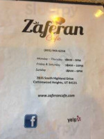Zaferan Cafe menu