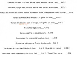 Les 5 Saisons menu