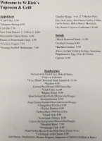 W. Rick's Taproom Grill menu