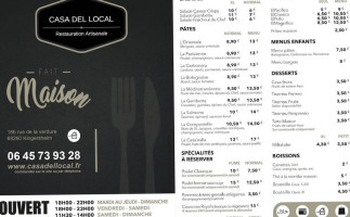 Casa Del Local menu