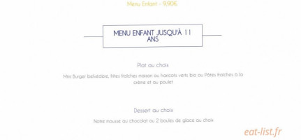 Le Belvédère menu