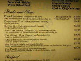The Nugget Steakhouse menu