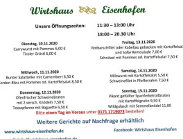 Wirtshaus Eisenhofen menu