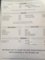 Second Cup menu