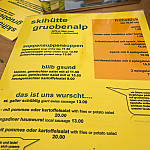 Skihuette Gruobenalp menu