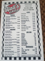 Hall's Grill menu