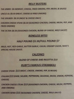 Ruby's Inn menu