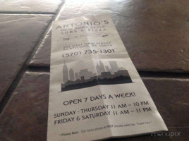 Antonio's Pizza menu