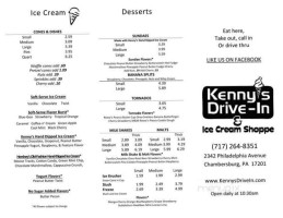 Kenny's Fast Food menu
