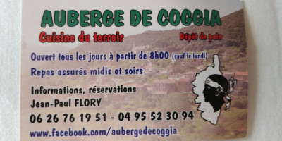 Auberge De Coghja menu