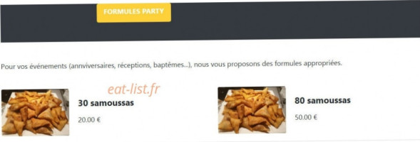 Samoussa Party menu