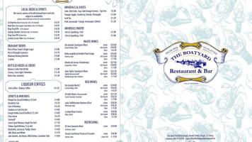 The Boatyard menu
