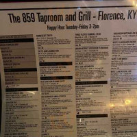 The 859 Taproom And Grill menu