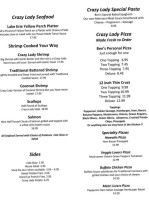 The Crazy Lady Saloon menu