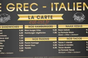 Le Grec Italien menu
