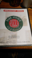 Park Avenue Pizza Company Pub menu