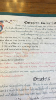 The Old European Restaurant menu