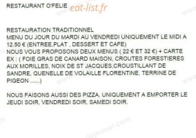 O'felie menu