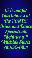The Pony Poplar Bluff Strip Club menu