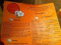 Padthai Thai Restaurant menu