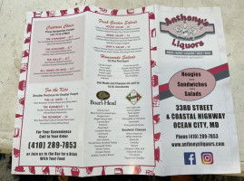 Anthony's Beer Wine Deli menu