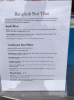 Bangkok Noi Thai menu