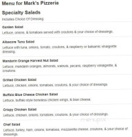 Mark's Pizzeria menu