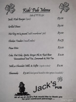 Jack's Pub menu