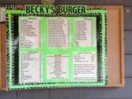 Becky's Burgers menu
