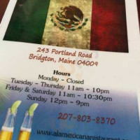A La Mexicana menu