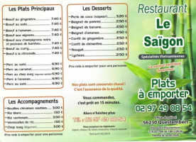 Le Saïgon menu