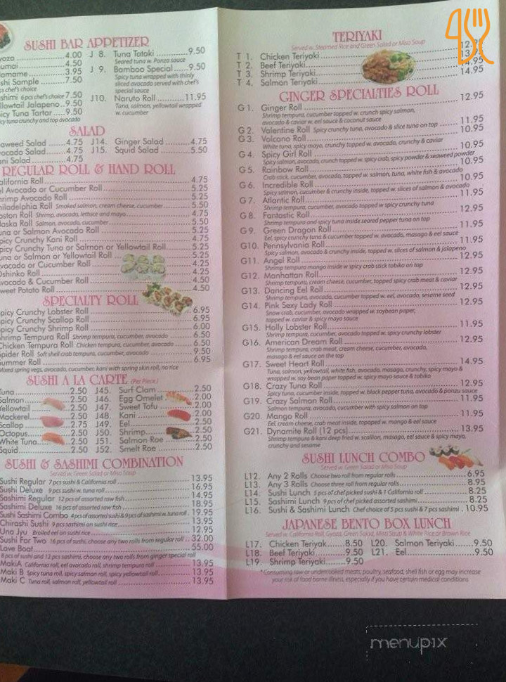 Ginger Asian Fusion aus Chester Springs Speisekarte