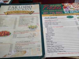 Pizza Paradiso menu