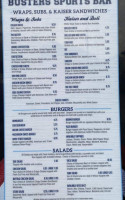 Buster's menu