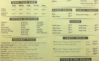 B2's Pizza menu