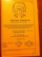 Namaste Shangri-la menu