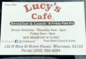Lucy's Cafe menu