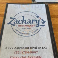 Zachary's menu