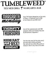 Tumbleweed Tex Mex Grill Margarita menu