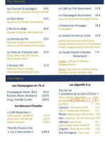 Le Fiacre menu