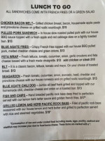 Blue Agate Cafe menu