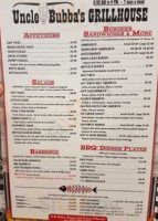 Uncle Bubba's Grillhouse menu