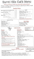 Burnt Hills Cafe menu